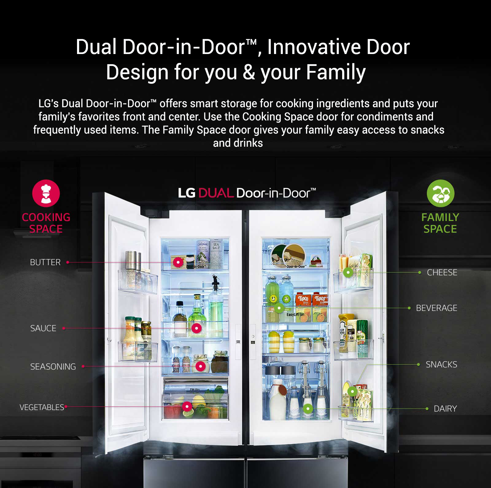 LG GF-6D725BGL 725L Black French Dual Door in door fridge