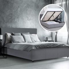 Brand New Milano Grey Luxury Gas Lift Bed w/Headboard (Model 1) - Double
