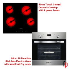 Brand New Brohn BRCSC6001SS 60cm Stainless Built-in Electric Oven + 60cm Ceramic Cooktop