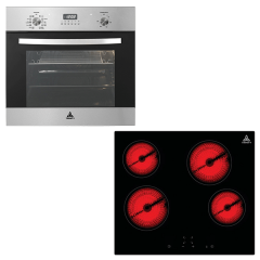 Brand New Trinity TRCSC6010SS 60cm Built-in Stainless Electric Oven + Ceramic Cooktop Cooking Set