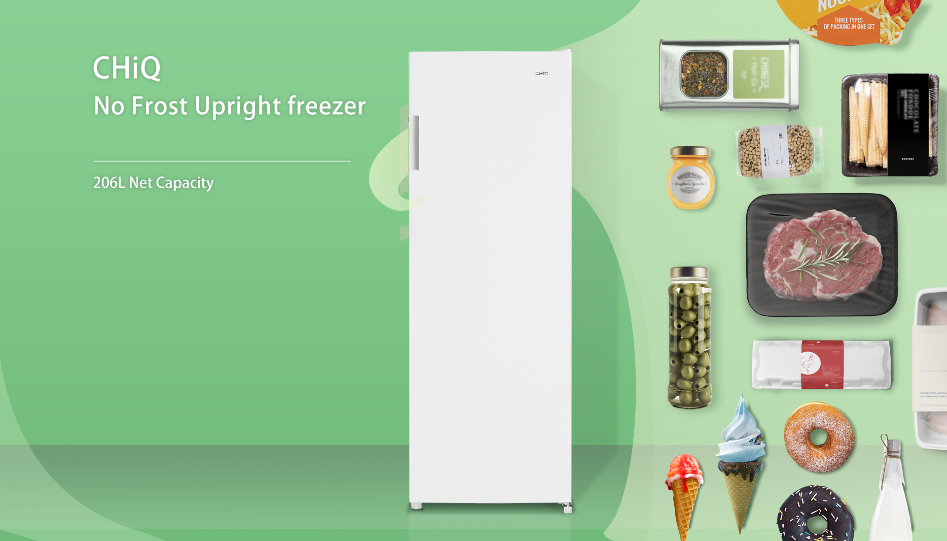 Brand New CHIQ CSF206NW 206L Frost Free Upright Freezer