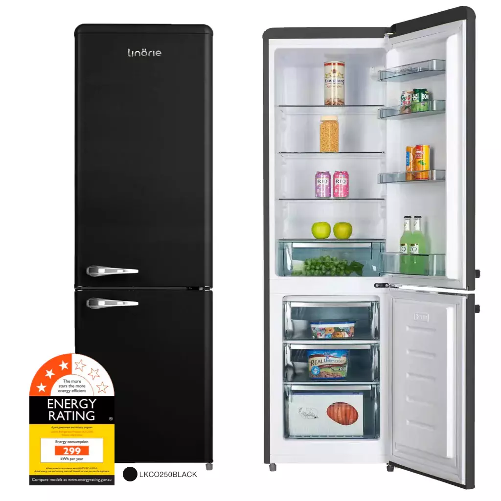 Linarie 242L Bottom Mount Refrigerator Black LKCO250BLACK - Factory Seconds