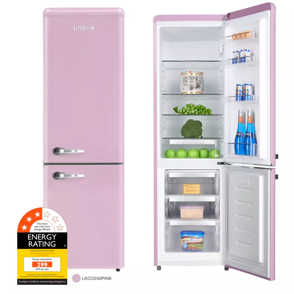 Linarie 242L Bottom Mount Refrigerator Pink, LKCO250PINK - Carton damaged
