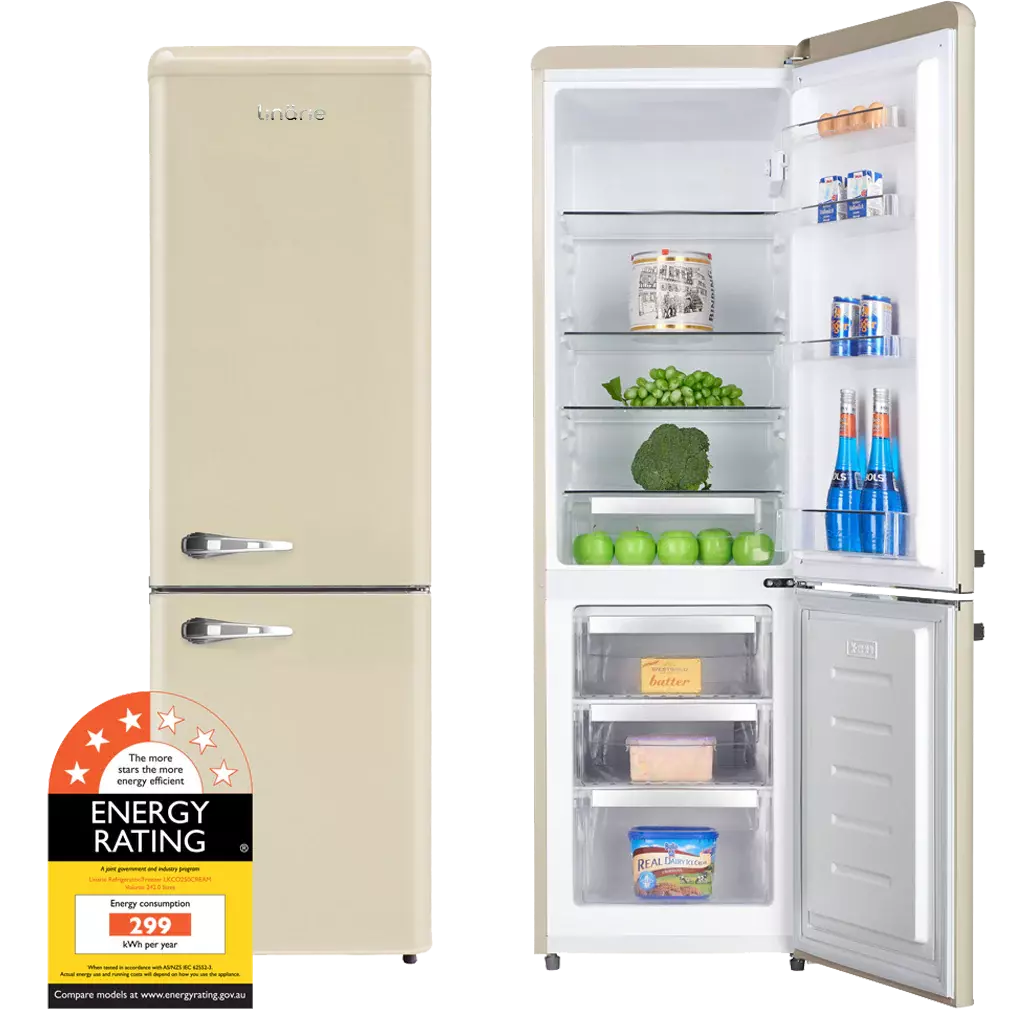 Linarie LKCO250CREAM 242L Bottom Mount Refrigerator in Cream - Factory Seconds