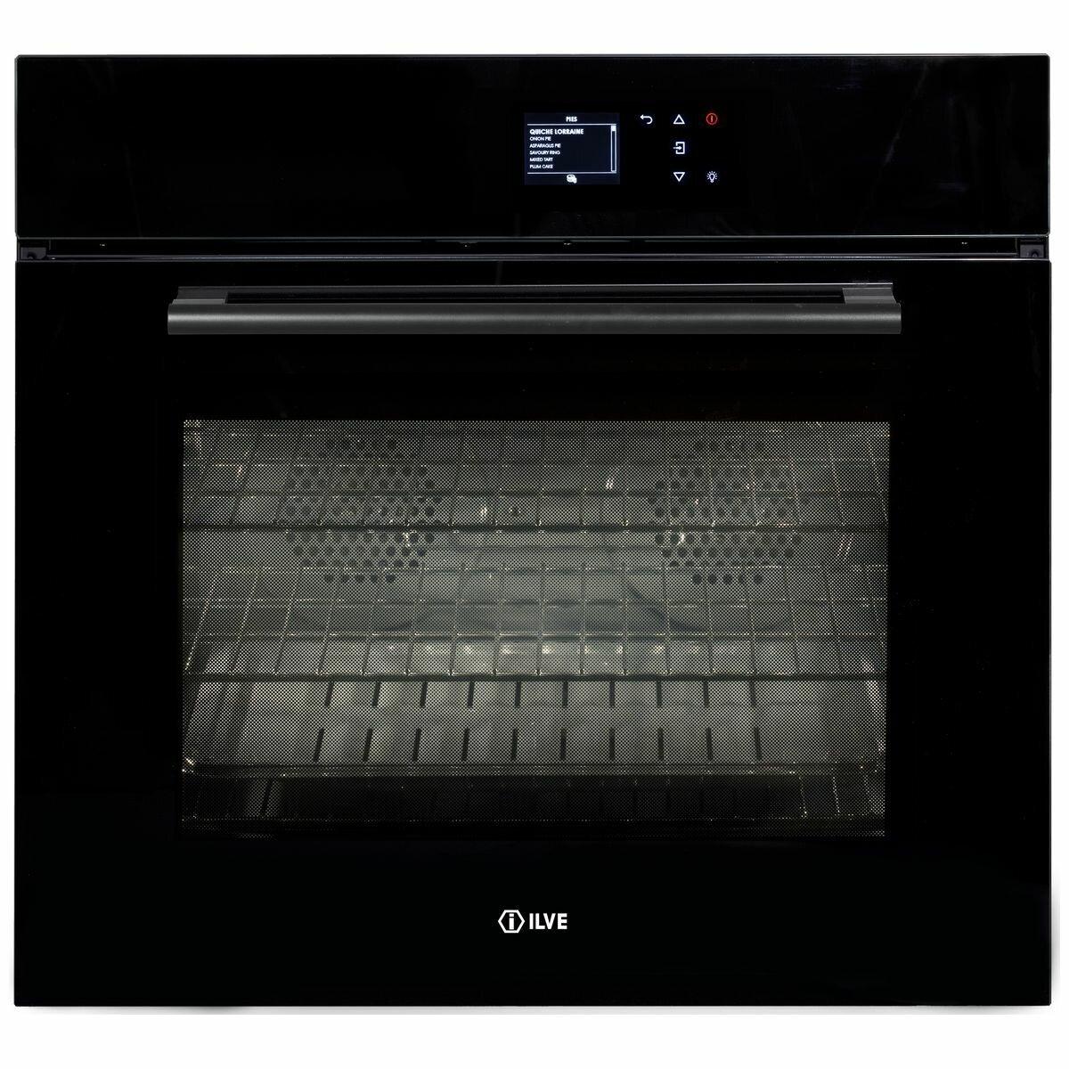 ILVE 76cm Pyrolytic Electric Black Built-In Oven 760SPYTCBV, Carton Damaged