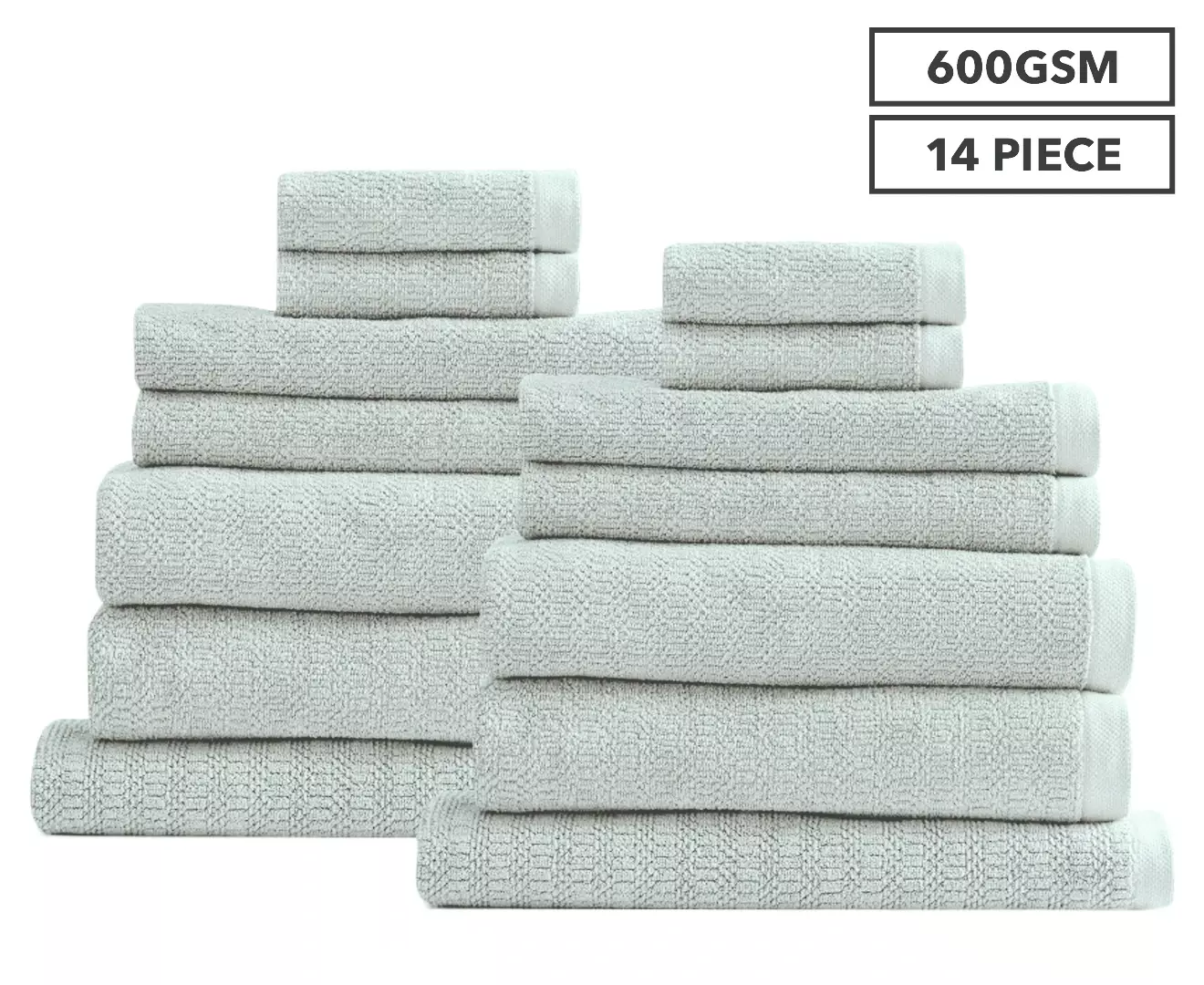 Style & Co 14-Piece Resort 600GSM Jacquard Towel Pack - Mint, Brand New