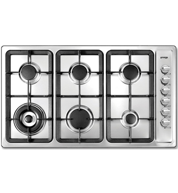 Omega 90cm Stainless Steel 6 Burners Gas Cooktop OG91XA- Carton Damaged