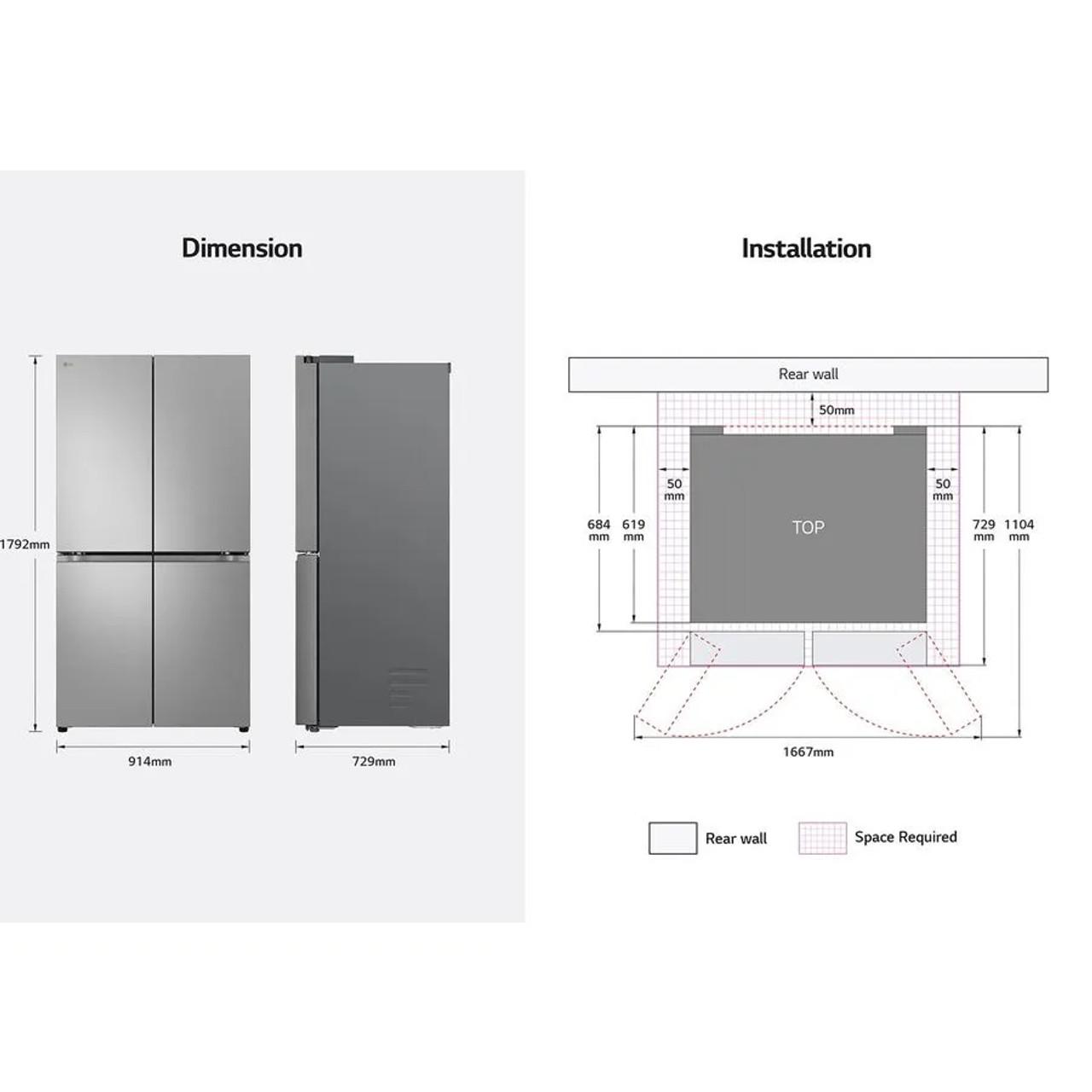 LG 665L Flat Door French Door Fridge Stainless Steel GF-B700PL - Carton Damaged
