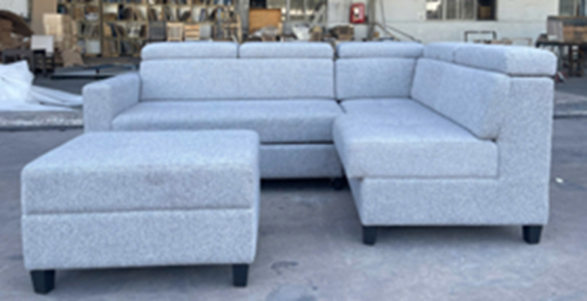 Fabric Three Seater Sofa Left and Three Seater Sofa Right with Ottoman, Brand new