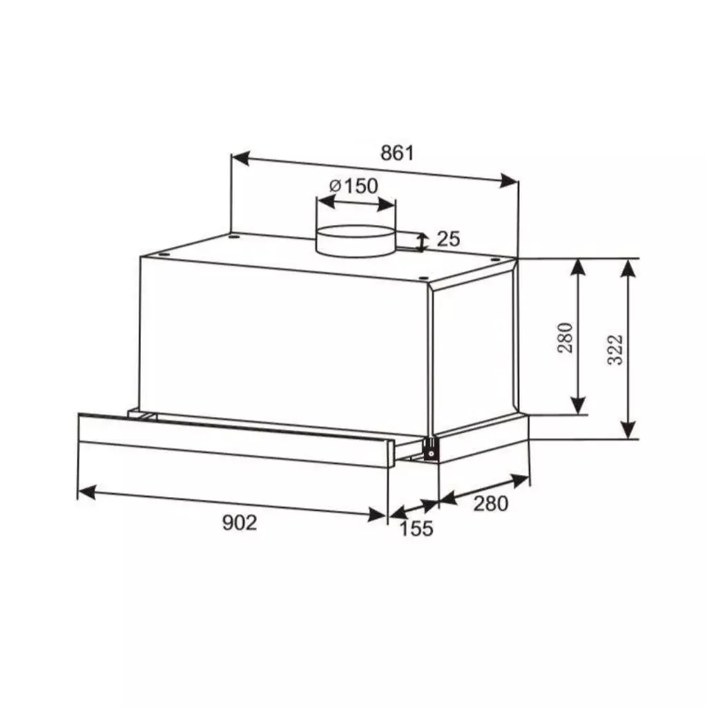 Kleenmaid Rangehood Slideout 90cm Stainless Steel RHSO91- Carton Damaged