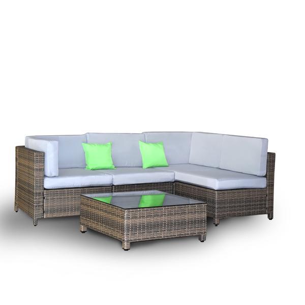 Milano Outdoor 5 PC Rattan Sofa Set Colour Oatmeal Seat & Black Coating