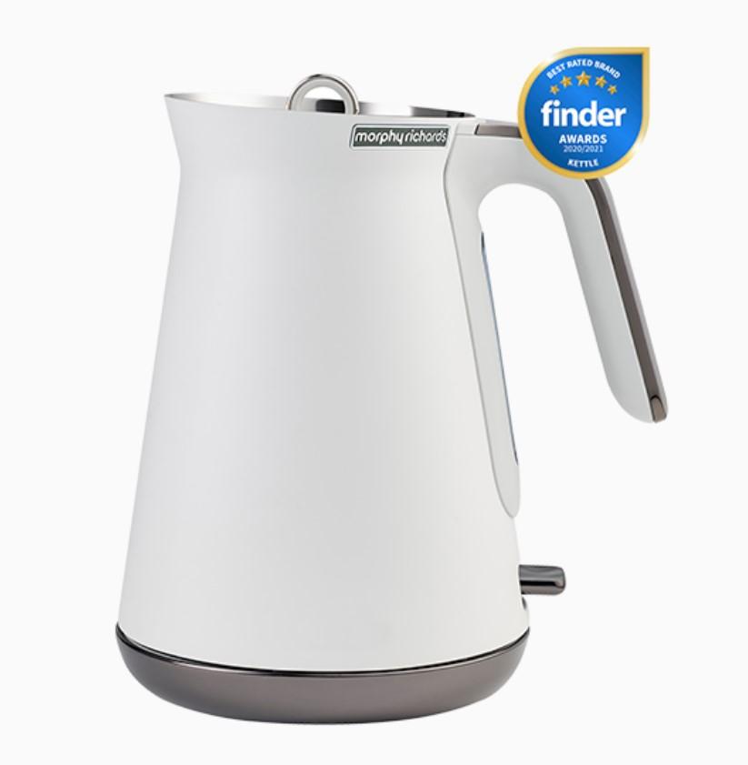 Brand New Morphy Richards 100024 1.5L Aspect Black Chrome Jug Kettle - White