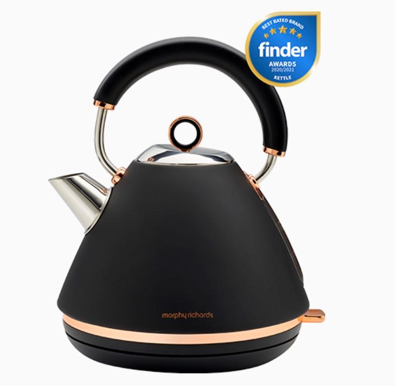 Brand New Morphy Richards 102107 Accents Rose Gold Traditional Pyramid Kettle - Black