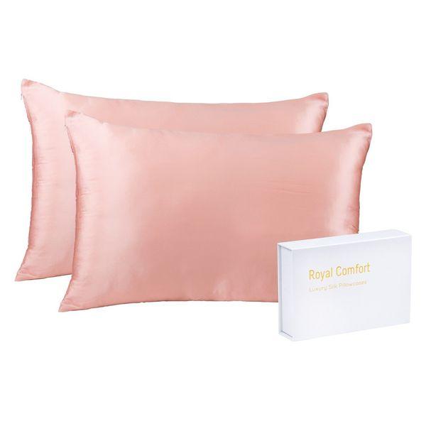 Brand New Royal Comfort Mulberry Silk Pillow Case Twin Pack - Blush