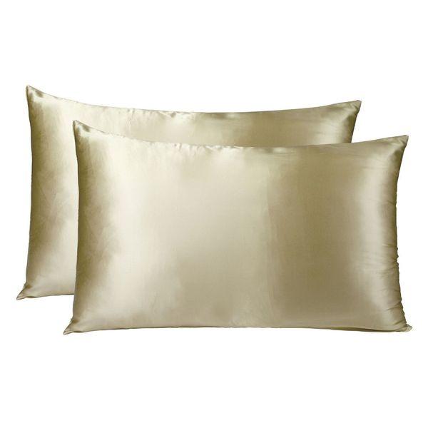 Brand New Royal Comfort Mulberry Silk Pillow Case Twin Pack - Champagne