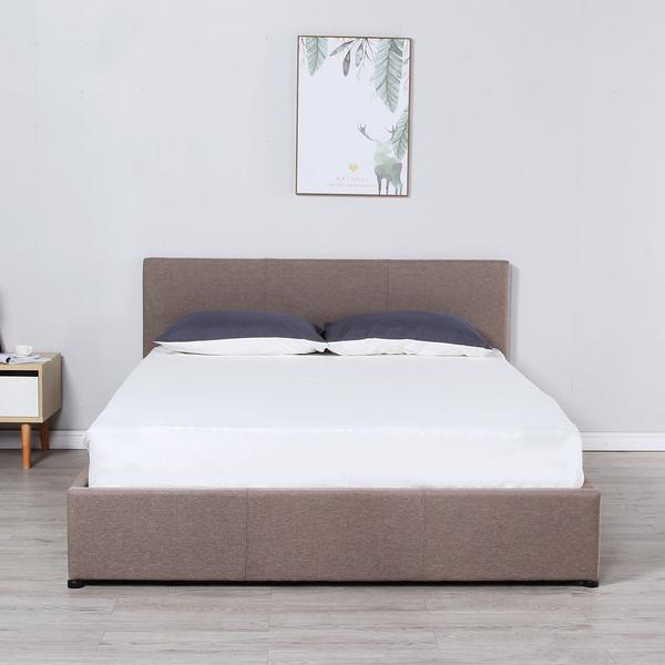 Milano Luxury Gas Lift Bed Frame with Bedhead - Beige - King