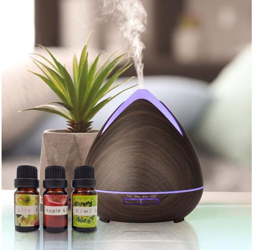 Purespa Cool Mist Ultrasonic Diffuser with 3 Essenial oils - Dark Wood