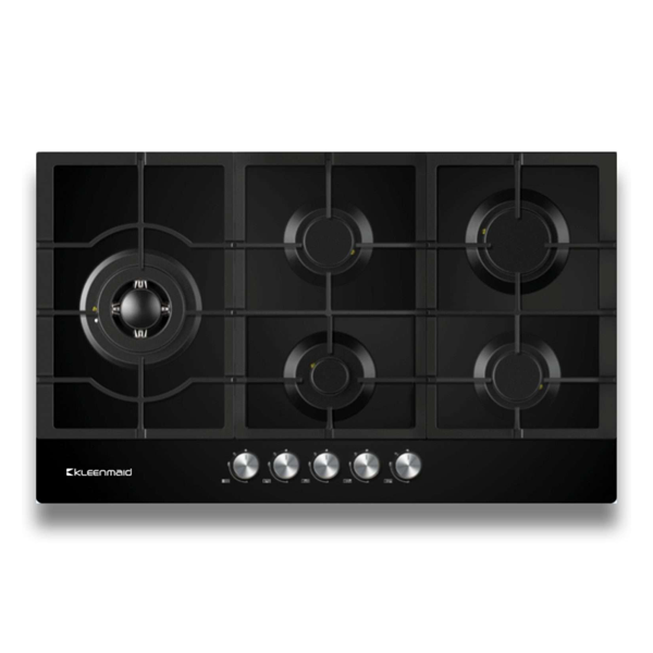 Kleenmaid GCTK9012 90cm Black Krystal Glass Built-in Gas Cooktop - Carton Damaged