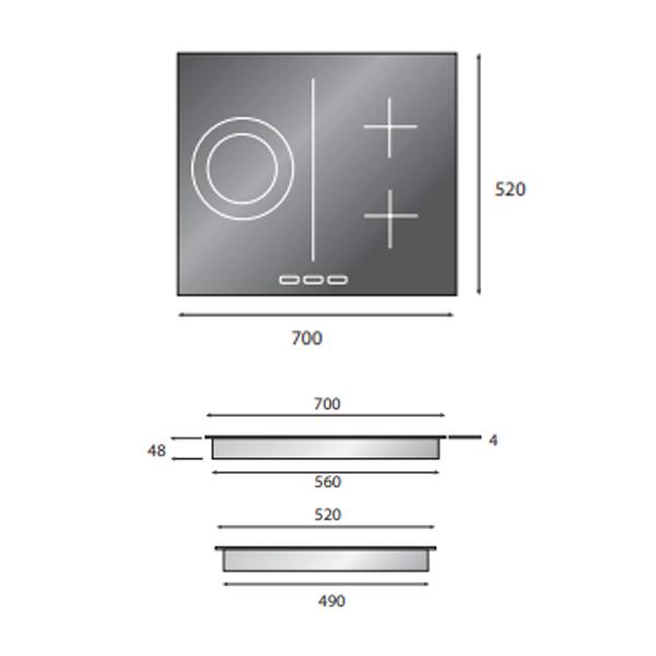 ILVE ILD703G5 70cm KeraBlack+ Glass Slider Touch Control Induction Cooktop - Carton Damaged