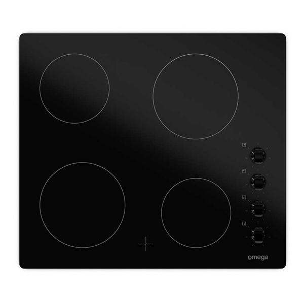 Omega OC64KZ 60cm 4 Zone Black Glass Ceramic Electric Cooktop - Carton Damaged