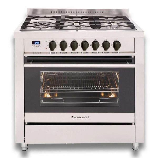 Kleenmaid OFS9021 90cm Freestanding Stainless Steel 109L Oven and 5 Burner Gas Cooktop with Wok Burner - Carton Damaged