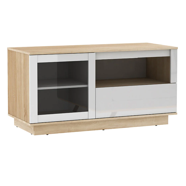 AVS OLB1200SOW 1200mm Lowboy TV Cabinet in White/Oak - Factory Second 2nd