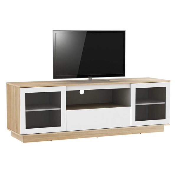 AVS OLB1800SOWS 1800mm Oak Lowboy TV Cabinet in White/Oak - Factory Second 2nd