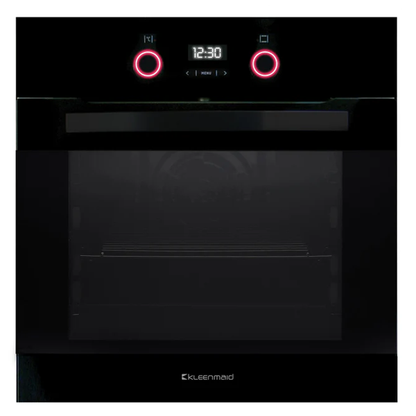 Kleenmaid OMF6030K 60cm Black Glass 11 Function Built In XL 75L Oven with Illuminated Conceal/Reveal - Carton Damaged