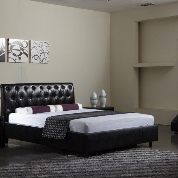 Riccione Lux Beatrice Black Leatherette Queen Bed