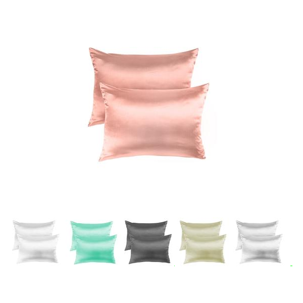 Brand New Royal Comfort Mulberry Silk Pillow Case Twin Pack - Blush
