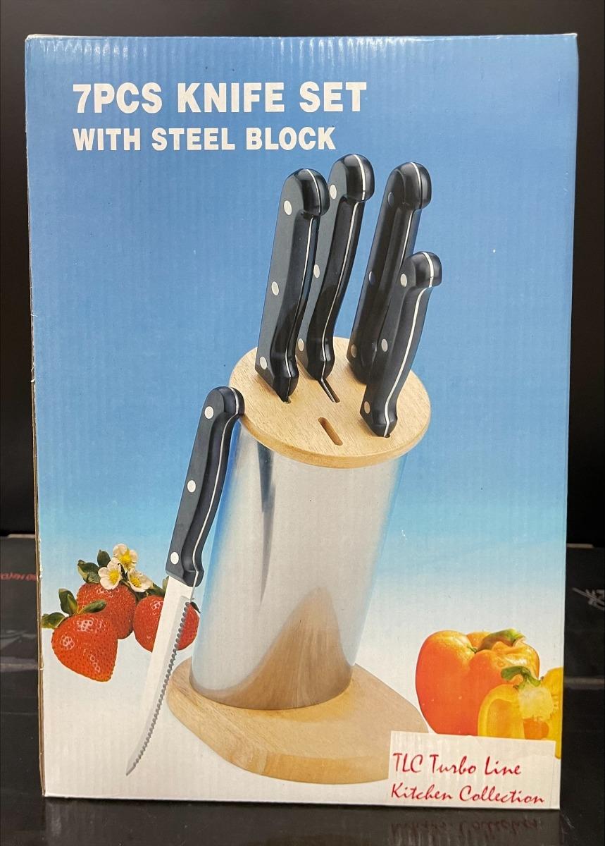 Brand New Turboline TL7PKS 7pc Knife Set with Steel Block