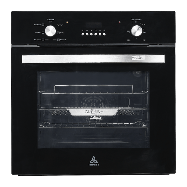 Brand New Trinity TRO606BK 60cm Black Glass Built-in Electric Oven with Air Fry function