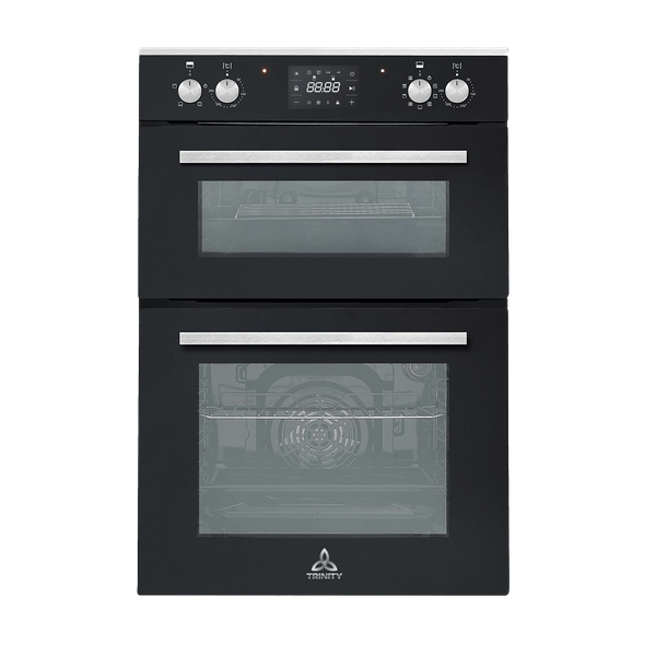 Brand New Trinity TROD600BK 60cm Full Black Glass Built-in Electric Double Oven