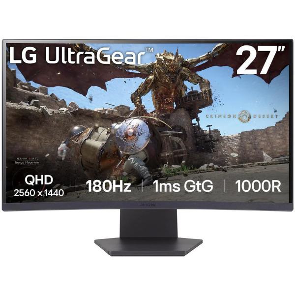 LG 27" UltraGear™ 1000R QHD Curved 180Hz Gaming Monitor 27GS60QC-B - Carton Damaged