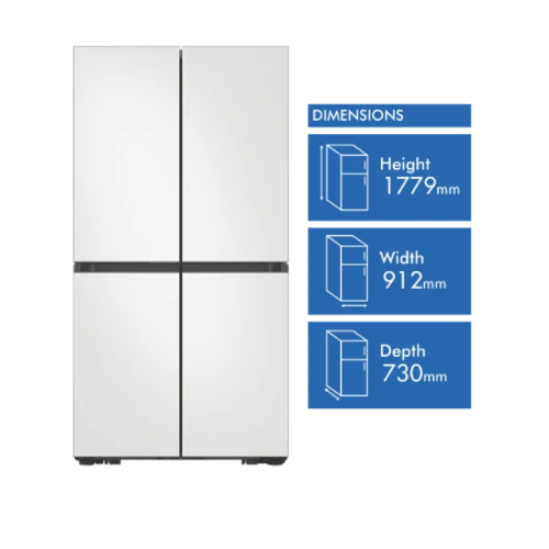 Samsung 648L BESPOKE Cotta White French Door Refrigerator with Internal Beverage Centre™ SRFX7600W, Carton Damaged